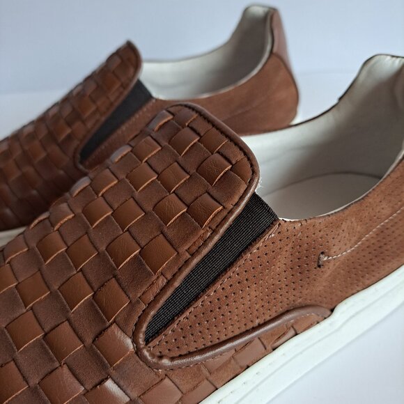 NEW Bacco Bucci Woven Brown Leather Slip-on Shoes Size 11 main image 16